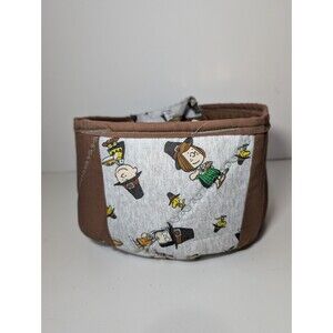 Peanuts Snoopy Charlie Brown Thanksgiving Fabric Bowl Cozy Basket Home Decor VTG